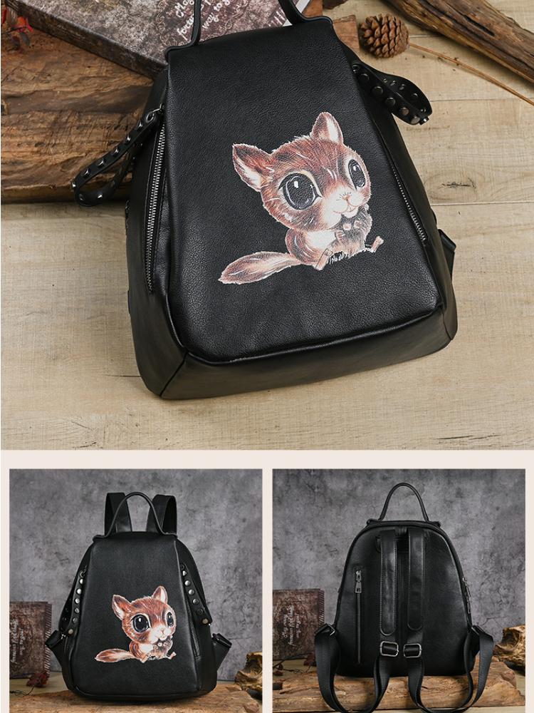 Johnature Женский рюкзак из натуральной кожи в стиле ретро, ​​ручная роспись, натуральная сумка из натуральной яловой кожи, дорожные рюкзаки большой емкости