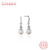 Линдон стерлингового серебра 925 пробы синтетический жемчуг серьги серьги-капли для женщин подарки на свадьбу