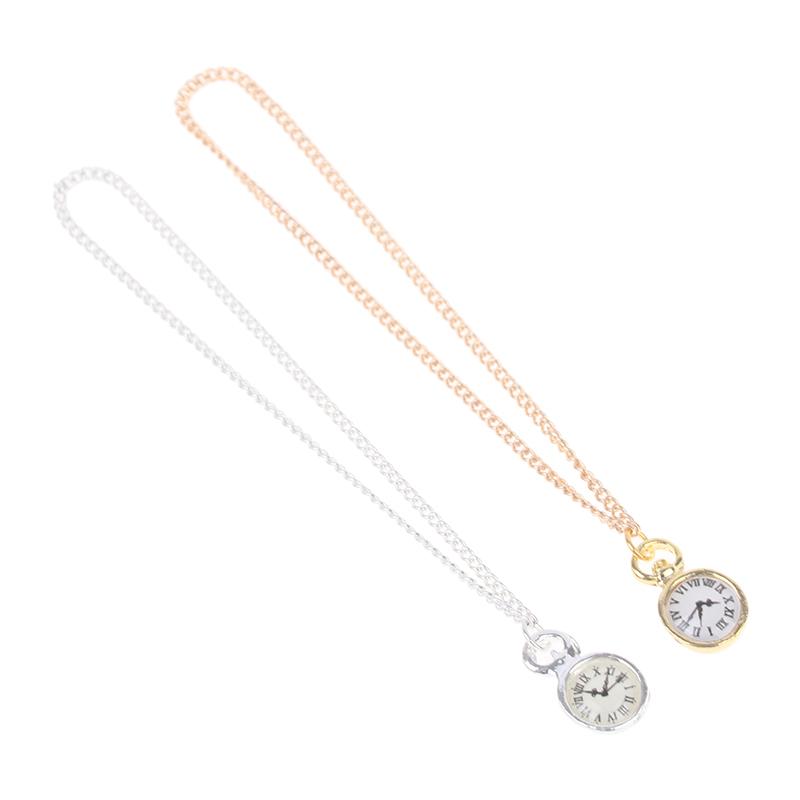 Творческий кукольный домик Мини-ожерелье Карманные часы Золотое ожерелье Индивидуальные карманные часы