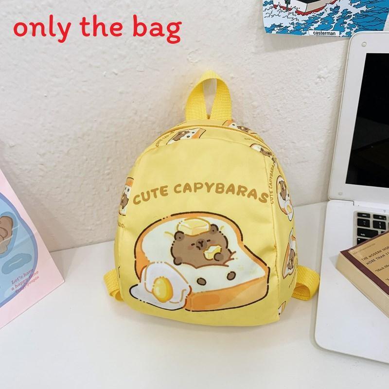 Capybara Drinking Milk Tea Burger Toast Cake Cartoon Pattern Kid Backpack For Preschool Boys And Girls