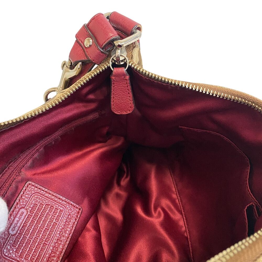 COACH F24032 Turn lock Signature canvas Shoulder Bag beige canvas Used