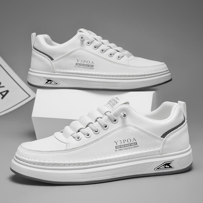 Кожаные повседневные туфли для мужчин, дышащие белые кроссовки, модные туфли для вождения, ходьбы, тенниса для мужчин, офисные туфли на плоской подошве