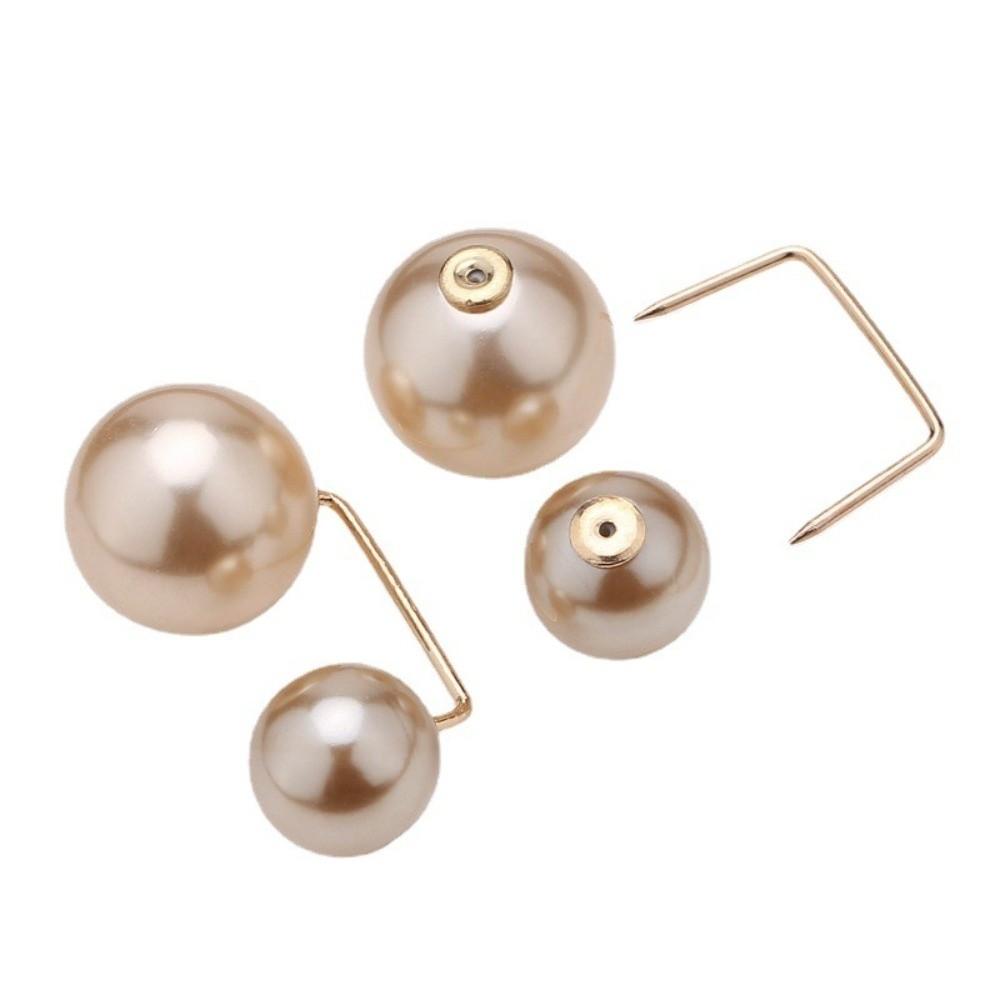 3/6/8PCS Double Head Pin Pearl Brooch Adjustable Collar Clip Brooches Safety Pins  Scarf Fastening