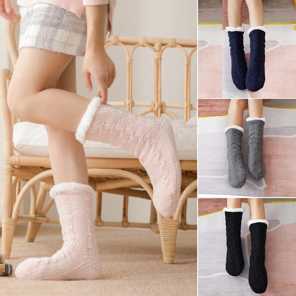 1Pair Polyester Fibre Thermal Socks Plush Snow Socks Fashion Thicken Stockings Women