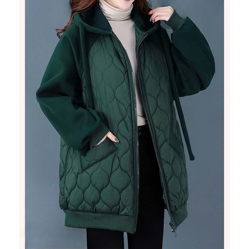 Зимнее женское хлопковое пальто с капюшоном, большой размер, свободная толстая теплая куртка-пуховик, большой размер, свободное пальто
