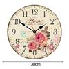Бесшумные деревянные настенные часы 30 см с цветочным дизайном, подходят для декора дома или офиса, крупные арабские цифры, работают от батарейки