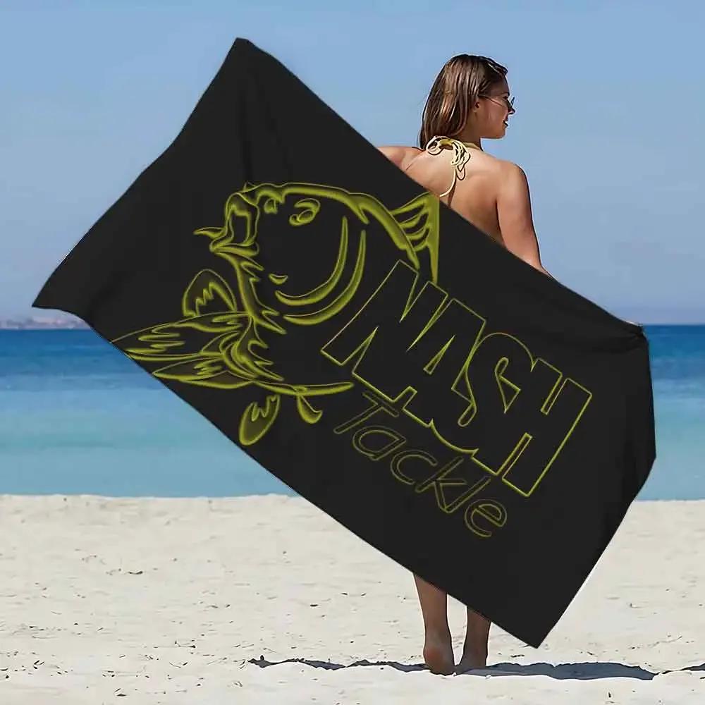 Nash Fishing Print Beach Towel - Soft Absorbent Towel for Fishing Enthusiasts, Unique Design for Everyday Use and Comfort