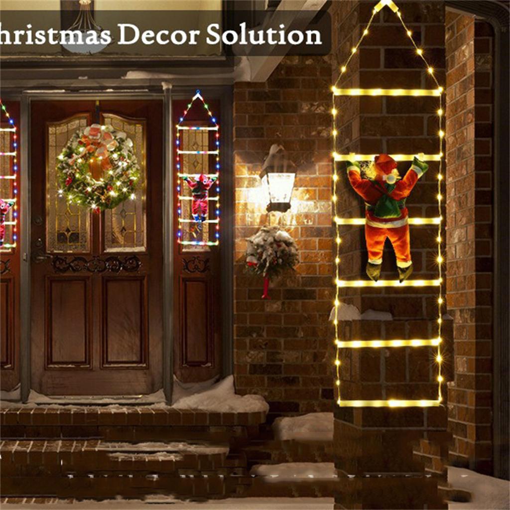Светодиодная лента-лестница с карабкающимся Санта-Клаусом, 8 режимов, USB, рождественское украшение для дома, окна и елки