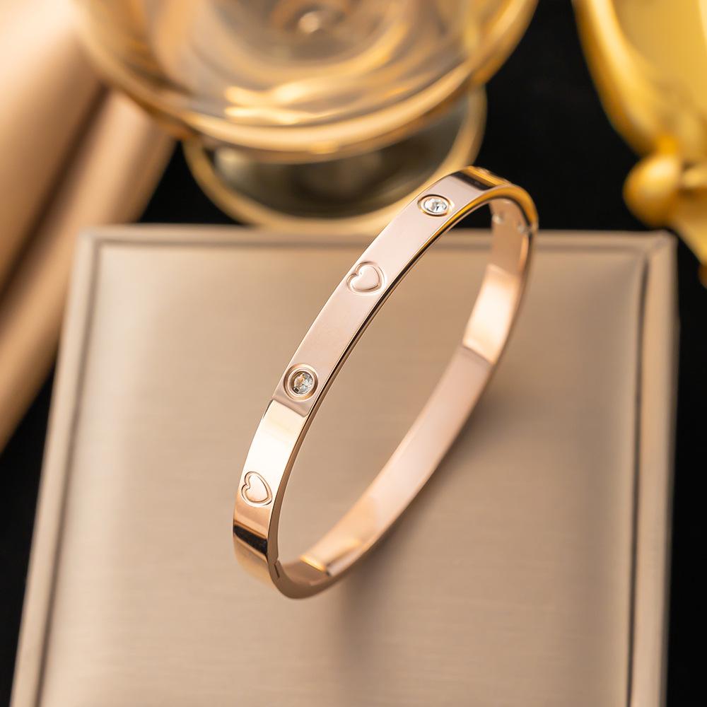 Htpwe Браслет Любви из Нержавеющей Стали для Женщин с Позолотой 18 Карат, Парный Праздничный Подарочный Браслет для Вечеринки, на Каждый День, с Цирконием