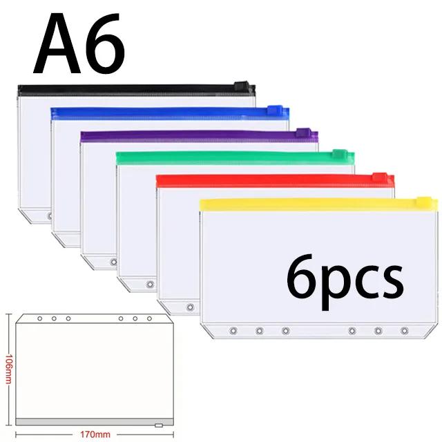A5 A6 A7 Сумки на молнии с вкладышами 6 отверстий Карманы для переплетов Пластиковые папки на молнии Водонепроницаемые документы Блокноты Карты