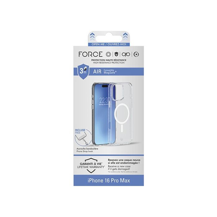 Coque Renforcée Forcecase compatible MagSafe pour iPhone 16 Pro Max Transparent