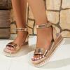 Fashion Women's Wedge Sandals New Autumn Round Toe Open Toe Buckle Breathable Platform Roman Heels
