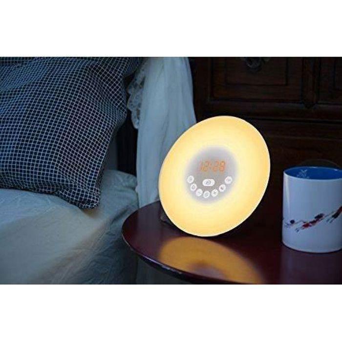 Simulateur d'aube pour un Réveil Lumineux en douceur - Avec Mode Nuit Noire Afficheur Eteint - Vivez des matins plus zen - Réveil