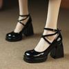 Fashion 2024 High Quality Women's Shoes Spring and Autumn Fashion Solid Color Round Toe One-line Buckle Women's Super High Heels