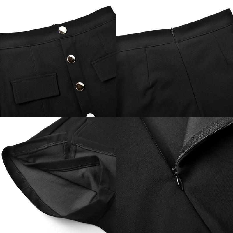 High-Waist Slimming Black Booty Shorts with Button Design
