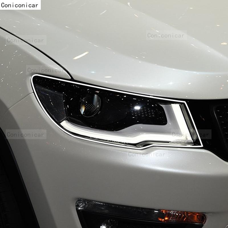 For JEEP COMPASS 2017 2018   Car Headlight Protective Cover Film Front Light Transparent TPU Headlamp Accessories