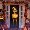 1 комплект, подвески на дверь в виде тыквы на Хэллоуин, подвесные деревянные дверные знаки, шляпа ведьмы, мультяшный дизайн, жуткое улыбающееся лицо, вечеринки, товары для домашнего декора