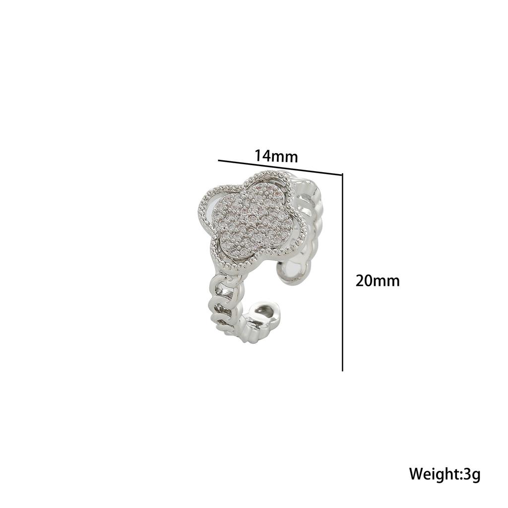 Модный индивидуальный дизайн кольцо с четырьмя листочками клевера для девушки, темперамент, милый, крутой стиль, открывающееся регулируемое кольцо