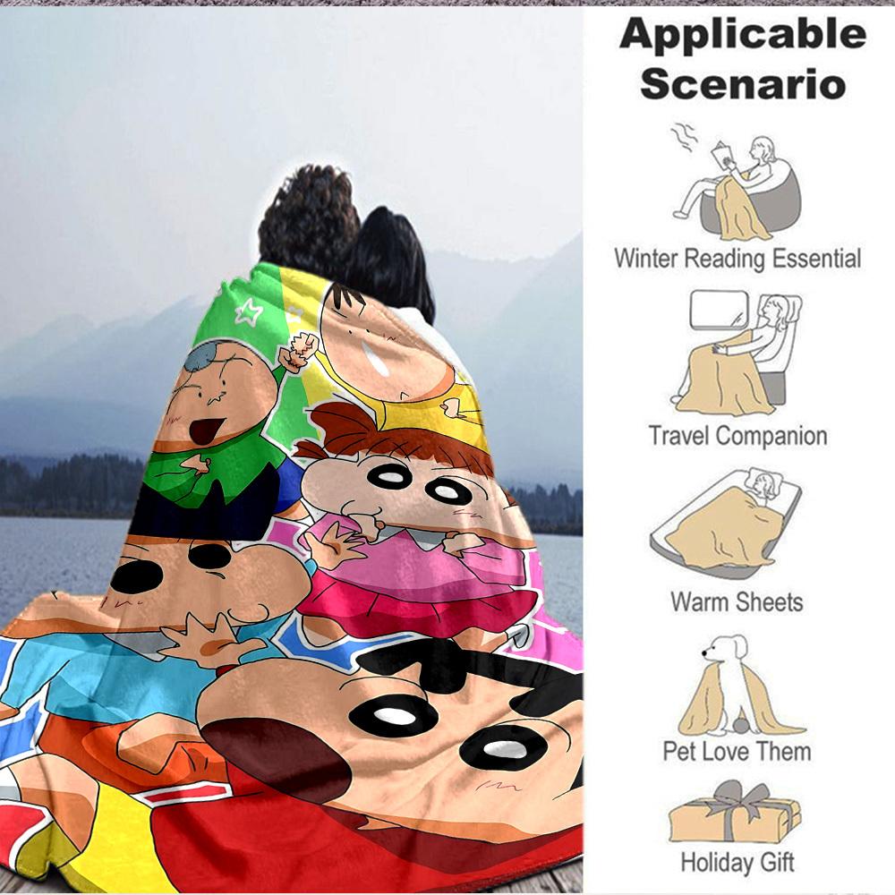 1pc Crayon Shin chan Blanket Soft All Season Throw with Vibrant Design, Perfect for Home, Travel, and Gifts, Ideal for Naps and Camping