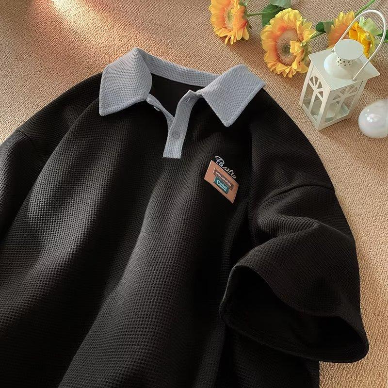 2024 Summer Polo Shirt Short-sleeved T-shirt For Men American Retro Trendy Brand Handsome Versatile Half-sleeved T-shirt Tops