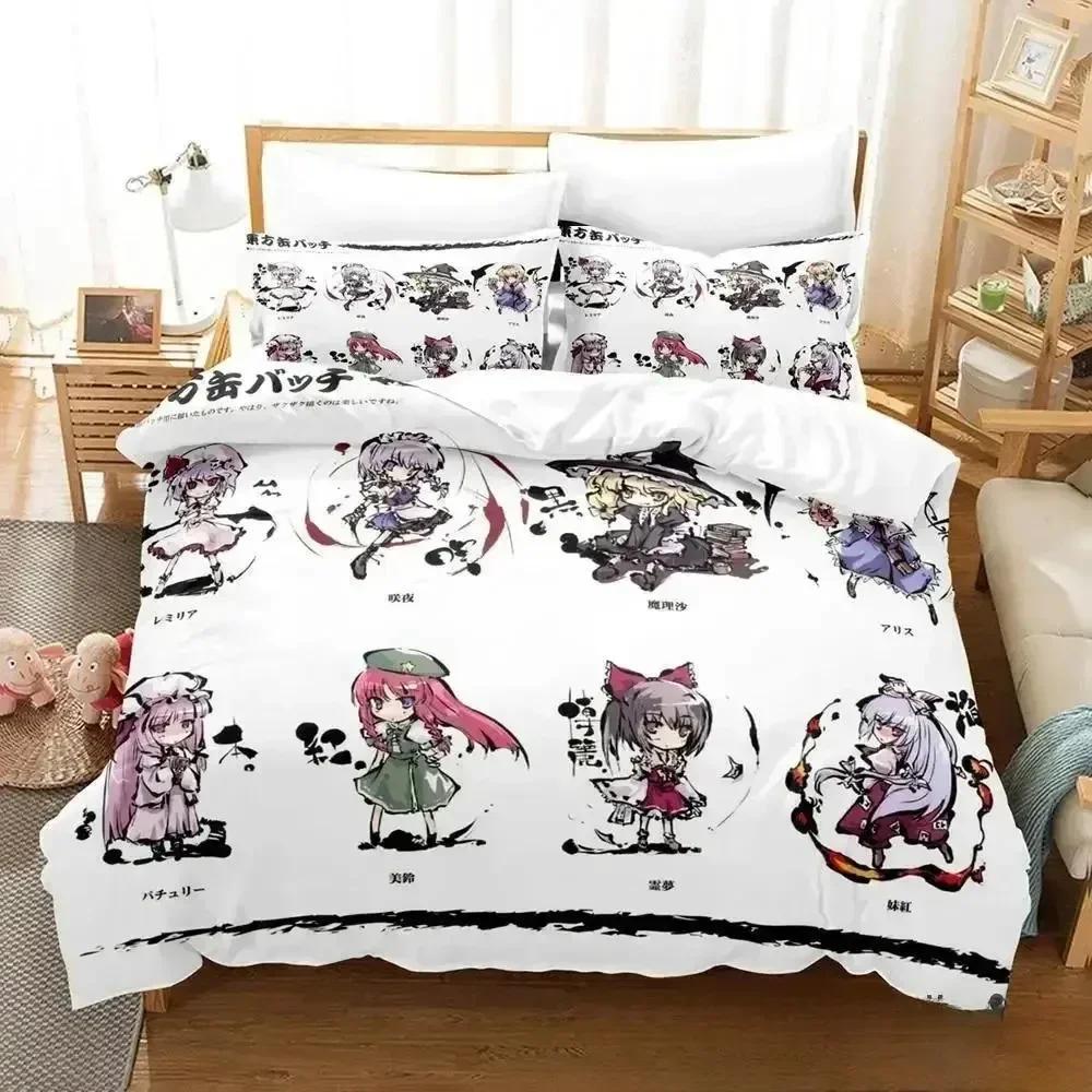 3D-принт аниме Touhou Project Комплект постельного белья Пододеяльник Постельный комплект Одеяло Чехол Наволочка Одеяло размера king-size Для мальчиков Взрослых A