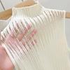 Hollow Out Gauze Tank Top Turtleneck Elegant Sleeveless Design Slim Camis Knitting Solid Chic Corset Summer Women's Tube Top