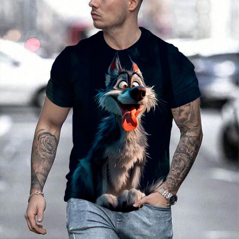 Summer Multi-color Animal 3D Printed Loose Casual Men's Round Neck Short Sleeved T-Shirts Men’s