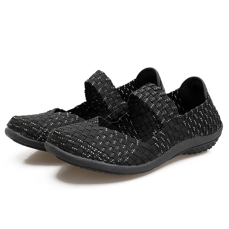Comfortable Slip-on Women Summer Flat Sneakers Featuring Breathable Woven Fabric