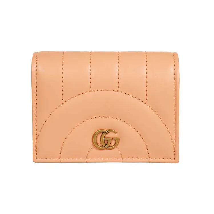 GUCCI Marmont Leather Card Holder Women's Peach (Unisex) Card Holders 466492 AABZN 6707