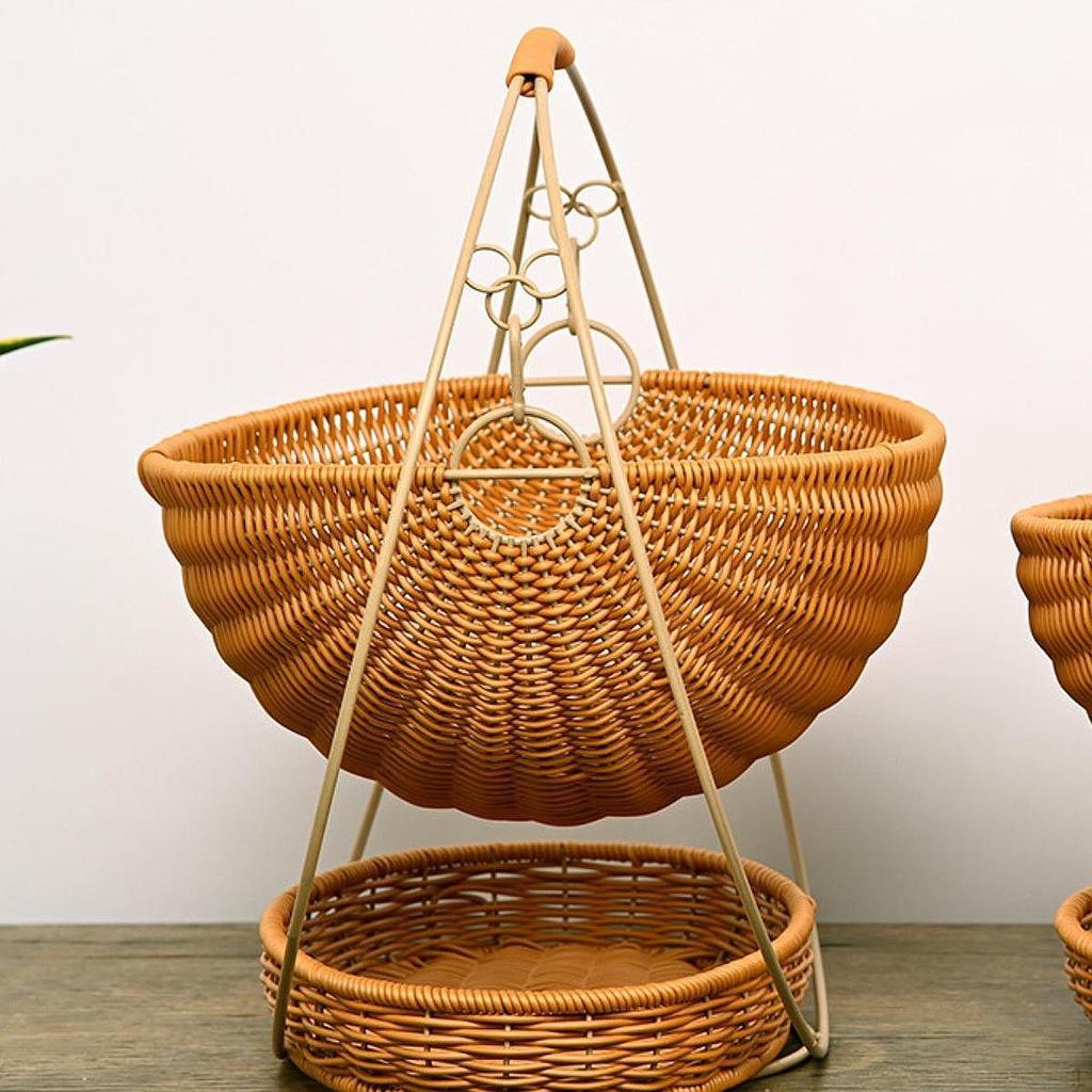 2-х уровневая корзина для хранения плетеная деревенская легкая 2-х уровневая корзина для дома