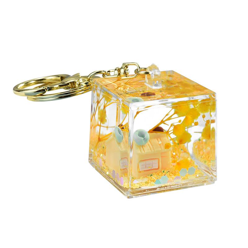 1шт плавающий жидкий брелок квадратный школьный рюкзак кулон аксессуары акриловые мультяшные автомобильные подвески ювелирные изделия шарм красочные