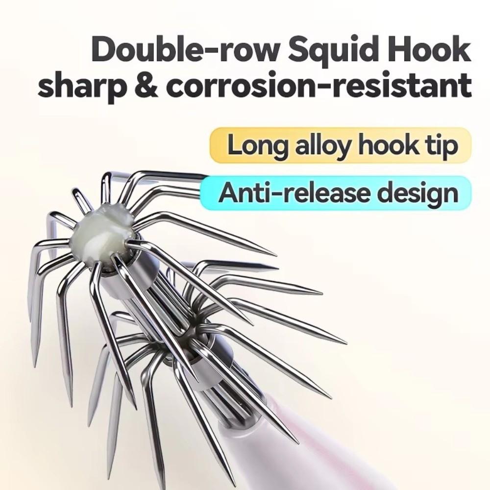 LED Lighted LED Squid Bait Thicken Double-Layer Squid Lures Glow Fishing Lures Boat Fishing