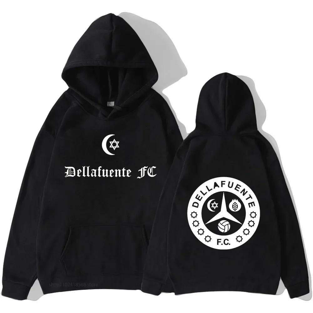 Dellafuente Hoodies Rap Print Толстовка с капюшоном Мужская одежда Зимняя готическая мужская с длинным рукавом Sudadera Женская