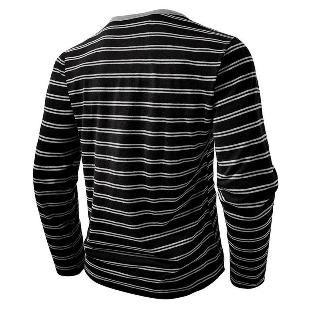 Men's And Winter Long Sleeve Men's Striped Three-Button Top