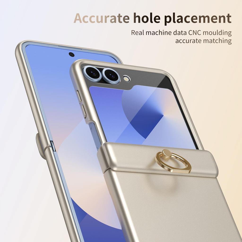 Противоударный чехол для телефона Samsung Z Flip7/6/5 с кольцом-подставкой на 4/3 пальца и пленкой с полным покрытием