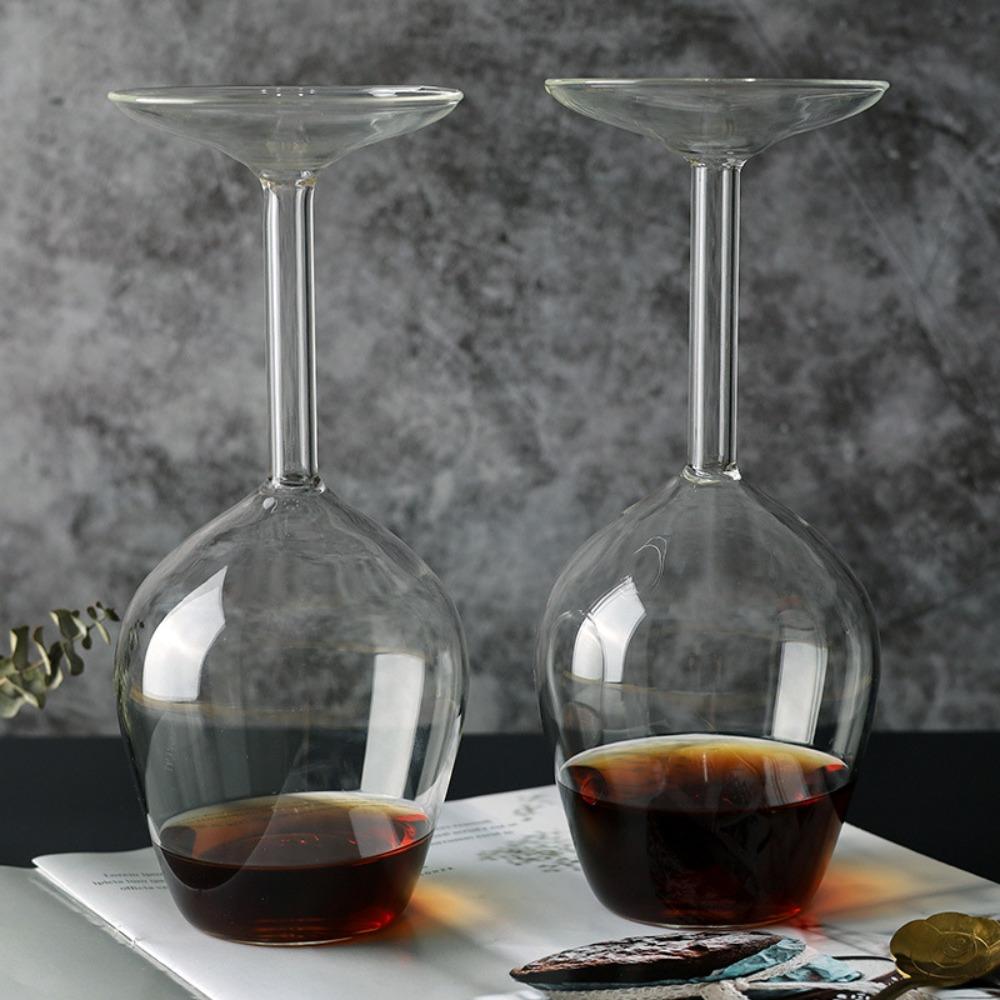 Long Stem Inverted Wine Cup Clear Wineglass Glassware Upside Down Goblet  Club