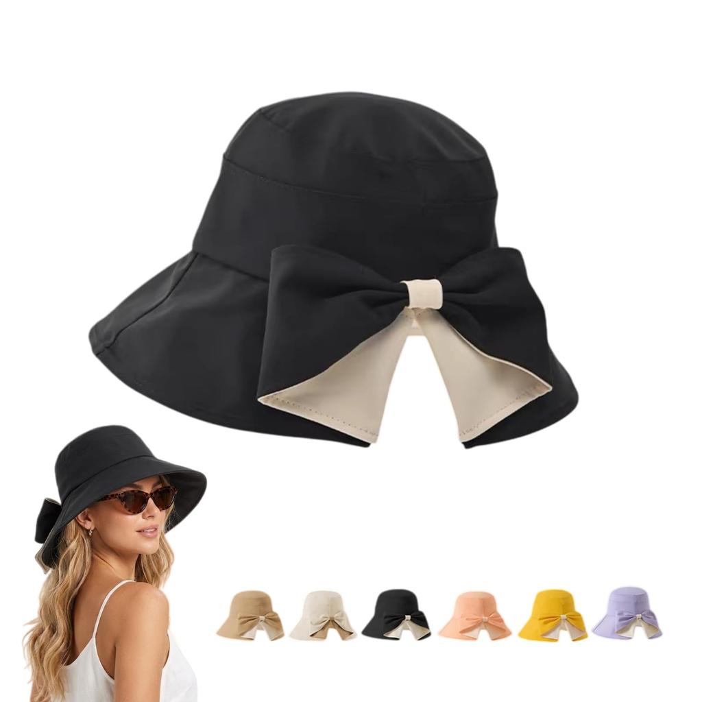 Women's Bowknot Wide Brim Sun Hat – Foldable, 360° Protection UV Protection Breathable Summer Travel Beach Hat