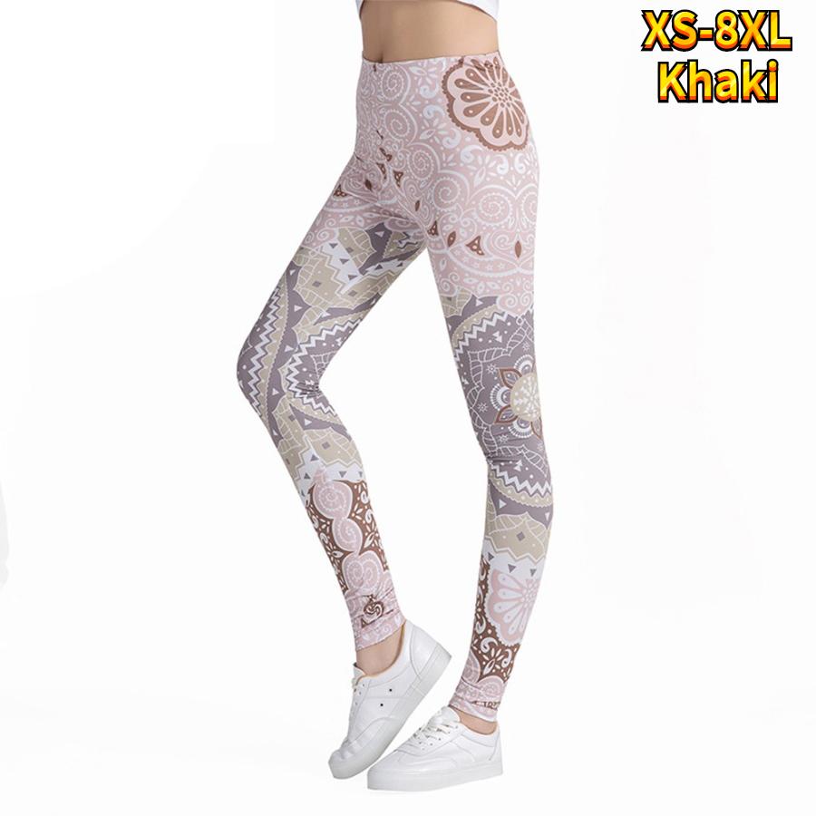 Womens Light Pink Flowers Prints Stretch Yoga Leggings Fitness Running Gym Sports Active Pants