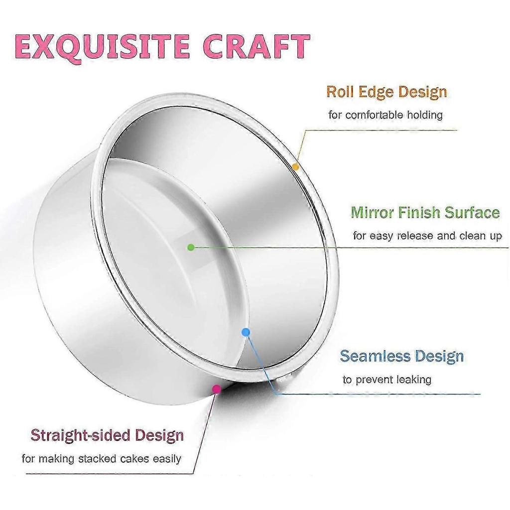 4 Inch Small Cake Pan Set Of 3, E-far Stainless Steel Mini Round Smash Cake Baking Pans, Non-toxic & Healthy, Mirror Finish & Dishwasher Safe