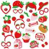 Strawberry Photo Booth Props Red Dress Up Costume Mask  Birthday Wedding Decor
