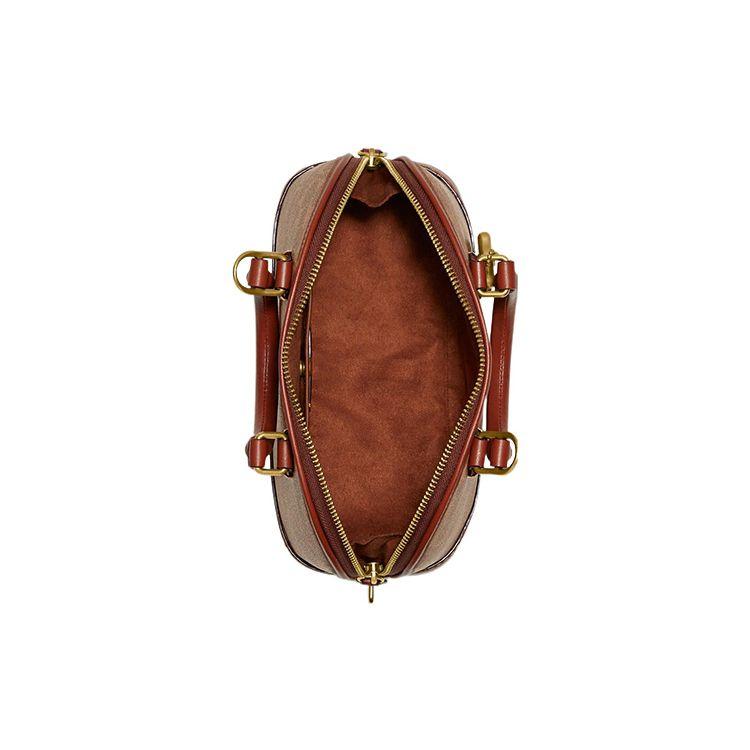 Coach Revel Classic Monogram Print Iconic Pendant Zipper Closure Shell Bag Women Shoulder Bag Brown Yellow Rust CC414-B4NQ4