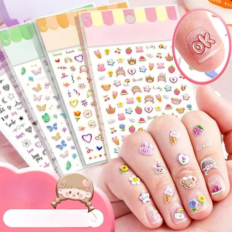 5D Kawaii Children's Cartoon Nail Art Sticker Cartoon Self Adhesive Paper Cute Design Slider Nail Decoration