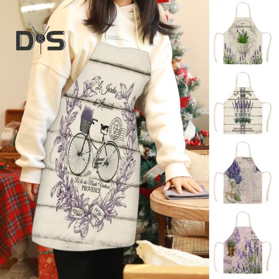 Sleeveless Apron Stain Repellent Linen Strong Absorbent Cactus Pattern Cooking Bib Kitchen Supplies