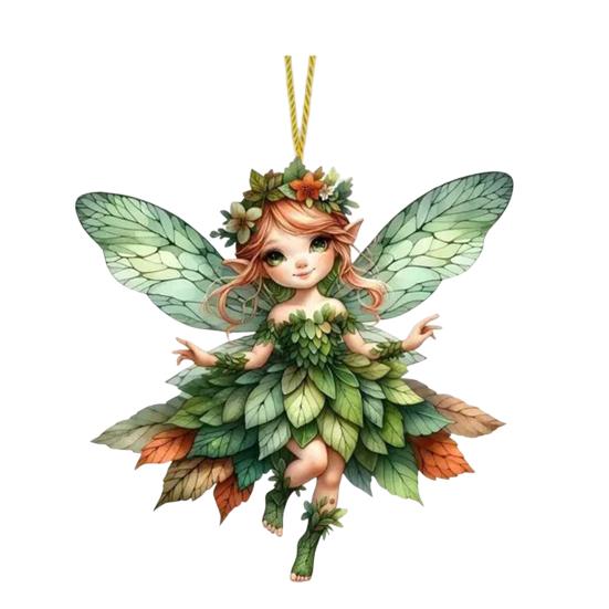 Christmas Tree Ornament with Lanyard Easy To Hang 2D Little Angel Girl Hanging Pendant Car Bag Keychain Decoration