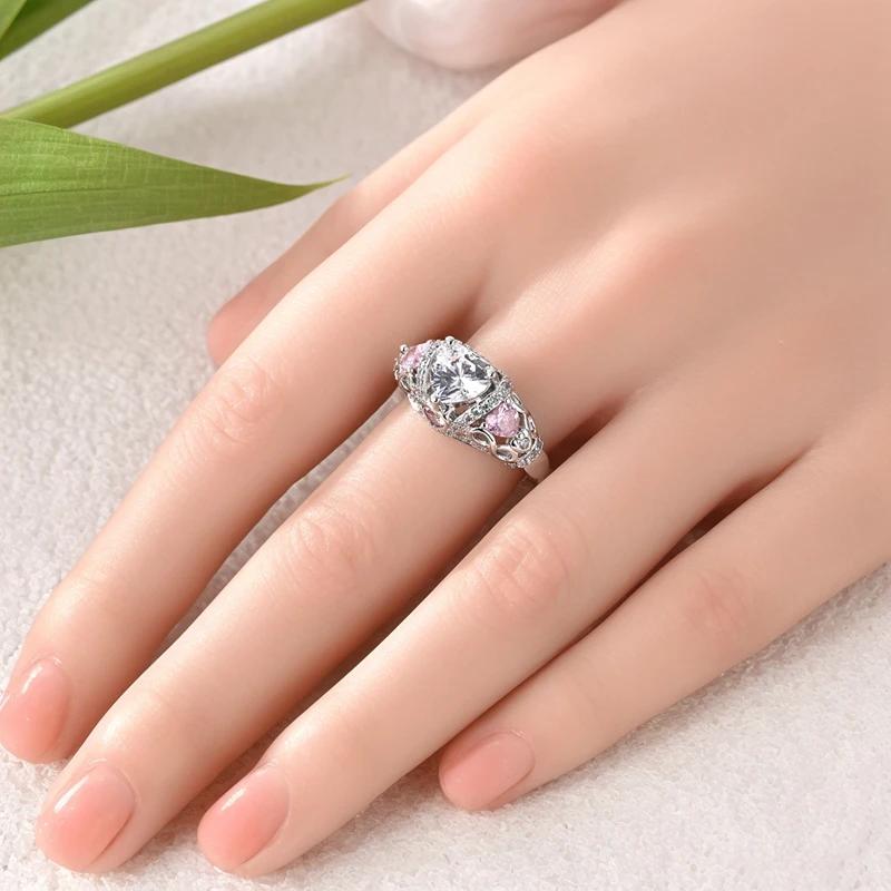 Original 925 Silver Shine Zircon Wedding Ring Simple Ring for Women Love Fashion Stackable Rings Popular Anniversary Jewelry