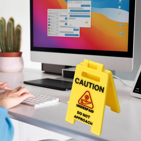 Caution Overstimulated Desk Sign Do Not Approach Office Desk Sign Workspace Cubicle
