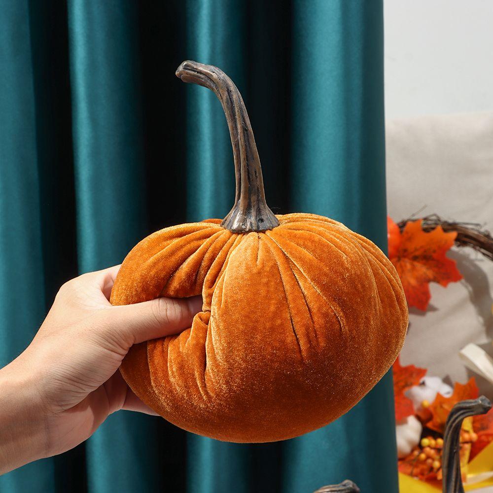 Artificial Halloween Handmade Soft Stuffed Pumpki Plush Throw Pillows Velvet Pillow Pumpkins Decor