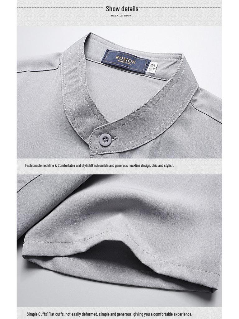 Летняя рубашка с коротким рукавом из ледяного шелка с воротником чжуншань для мужчин среднего и пожилого возраста – комплект в стиле тан для дедушки