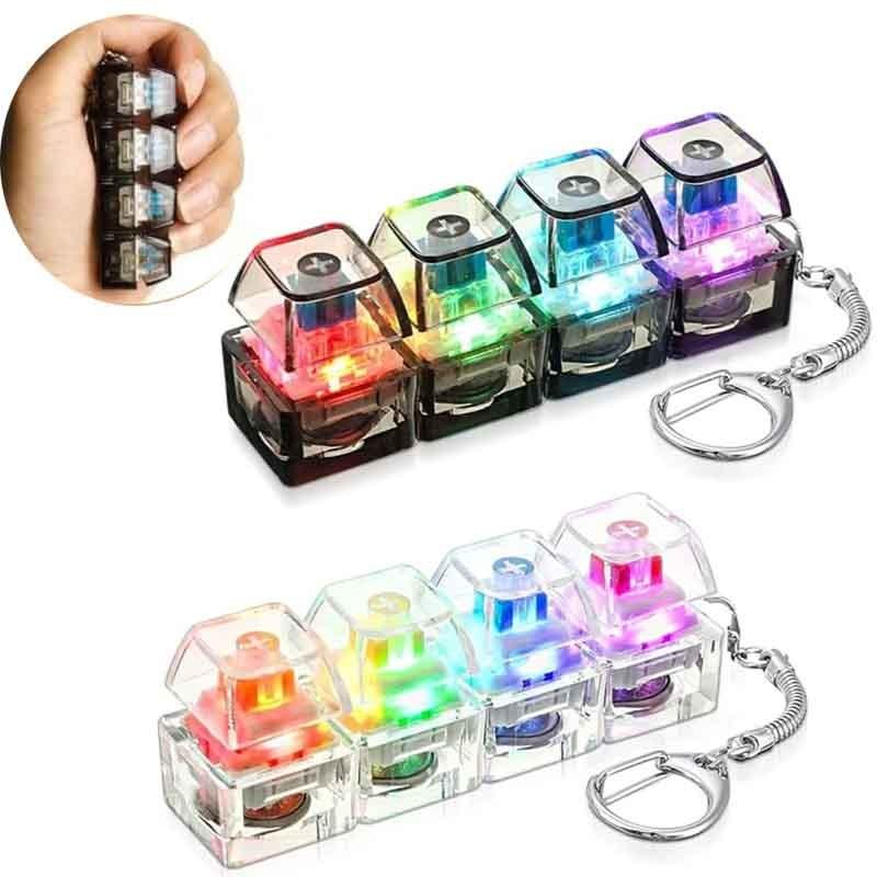 2026 Glowing Keyboard Keychain Stress Relief Pressable LED Button Toy Venting Device Suitable for Anxious People Desk Accessory