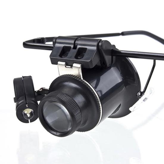 Magnifier Head-mounted LED 20X Adjustable Magnifying Glass for Collecting